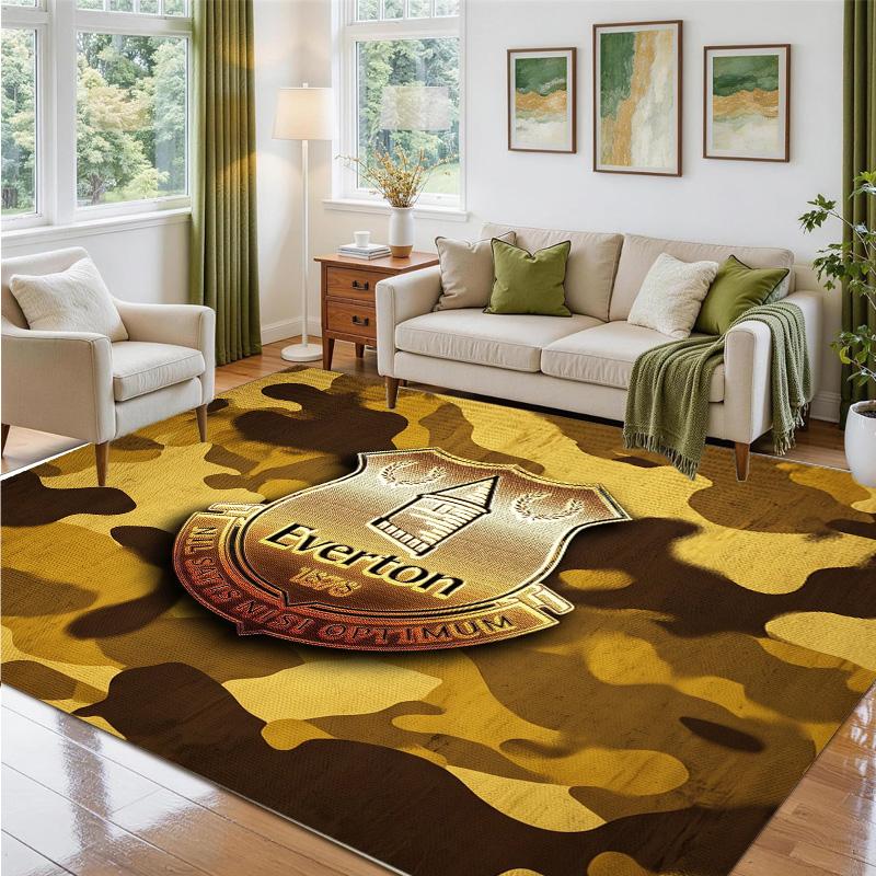 Everton Football Design Crystal Velvet Rug Soft Decorative Mat for Bedroom Entrance