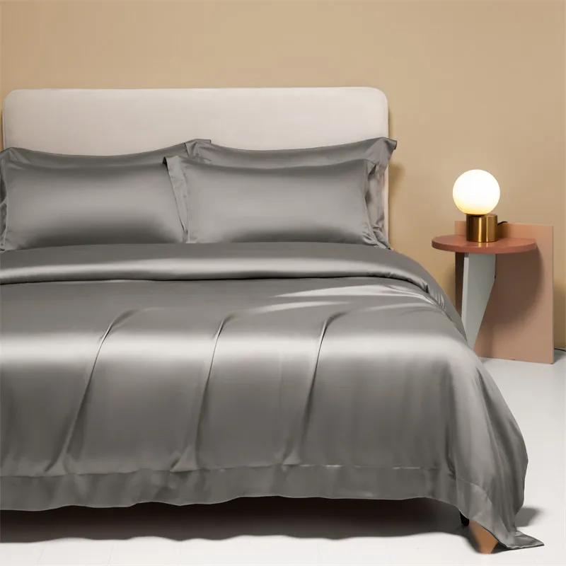 High-End 120S Natural Fabric Bedding Sets Summer Cooling Ice Silk Fitted Sheet Set Skin Friendly Comfortable Bedclothes For Home