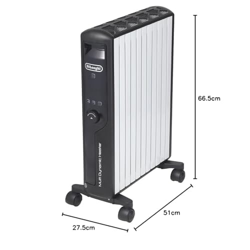 De'Longhi Multi-Dynamic Heater MDHU15-BK Electric Heater Zero Wind Heating Energy Saving Intuitive Click Knob with Remote Control Surface Temperature