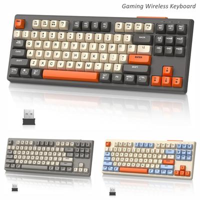 1Pcs Rechargeable Wireless Gaming Keyboard with Dual Modes Bluetooth 5.0/2.4Ghz TLK Mechanical Feeling Keyboard