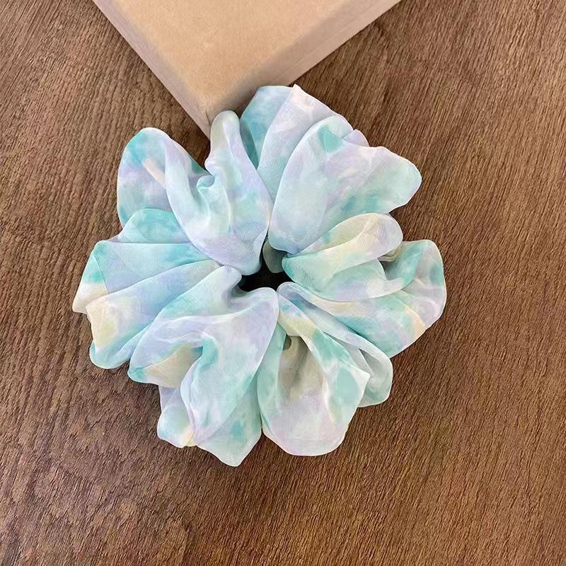 Women Hair Scrunchies Chiffon Floral Printed Hair Band for Girls Ponytail Holder Rubber Bands Hair Ties Hair Accessories Gifts