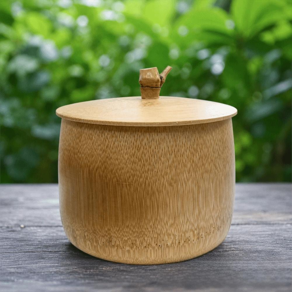 Bamboo Storage Jar Matcha Powder Jar Natural Bamboo Powder Container For Coffee Powder
