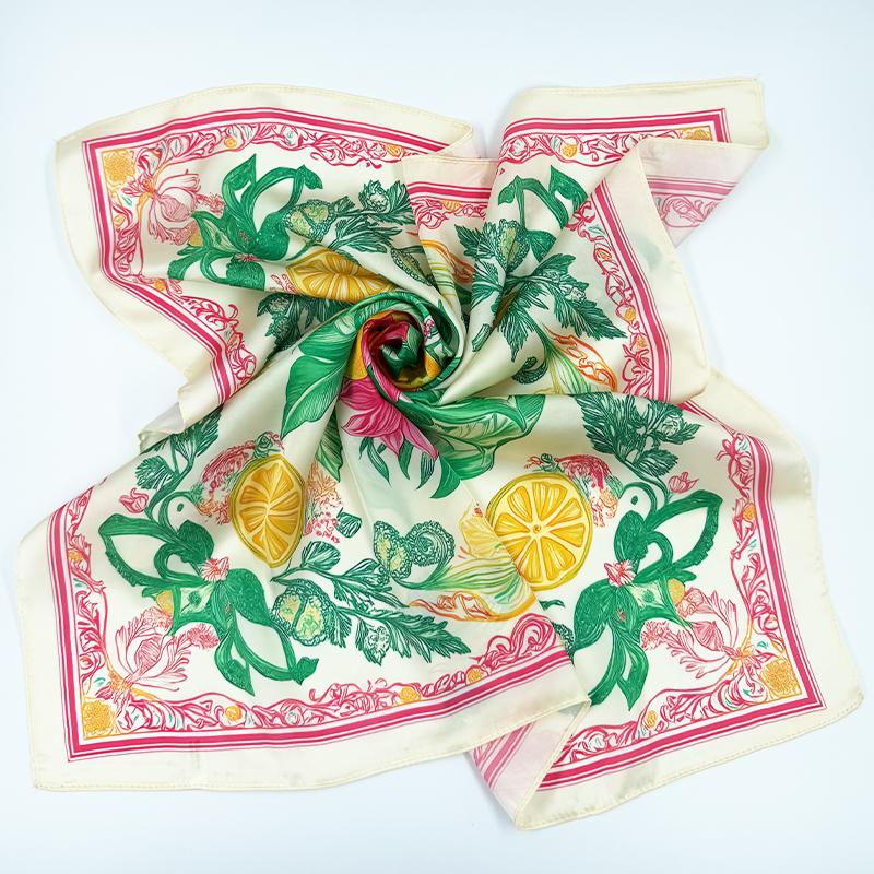 

68cm Lemon Printed Scarf Women s Autumn and Winter Polyester Fiber Scarf Warm Sun Protection Neck Protector Shawl Headband червоний