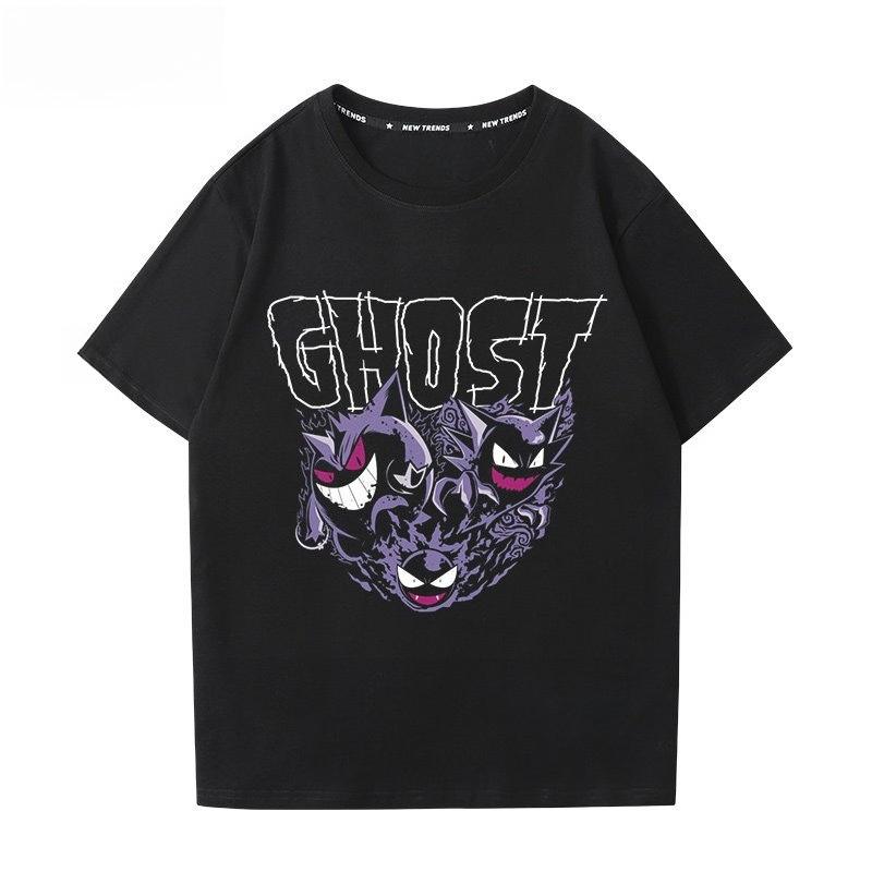 

Pokémon Gengar Printing Tee Pure Cotton Tshirt Mens 2026 Summer Fashion Oversize Street Casual Y2K Tops Streetwear Clothing M