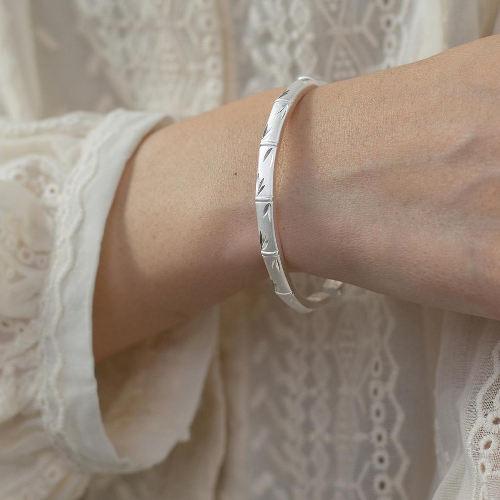 New Fashion Temperament Frosted Bamboo 925 Sterling Silver Fashion Simple Opening Bracelets  TYB608