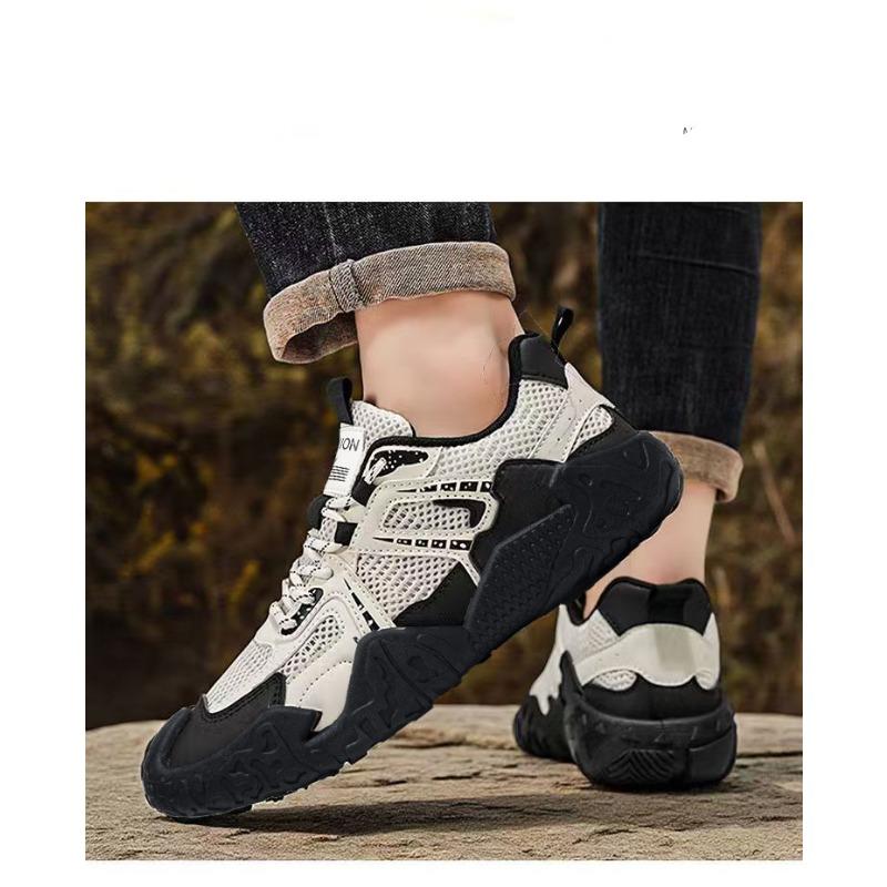 Men S Black Breathable Athletic Casual Shoes For Outdoor Hiking Wear Resistant