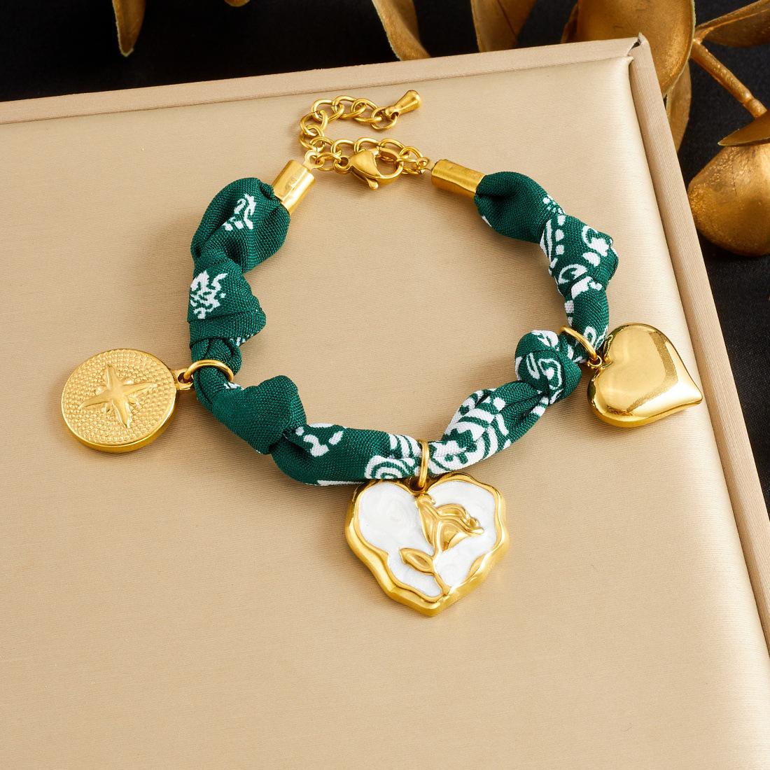 Художественный Ретро Этнический Позолоченный Набор Подвесок Сердце Цветок Компас