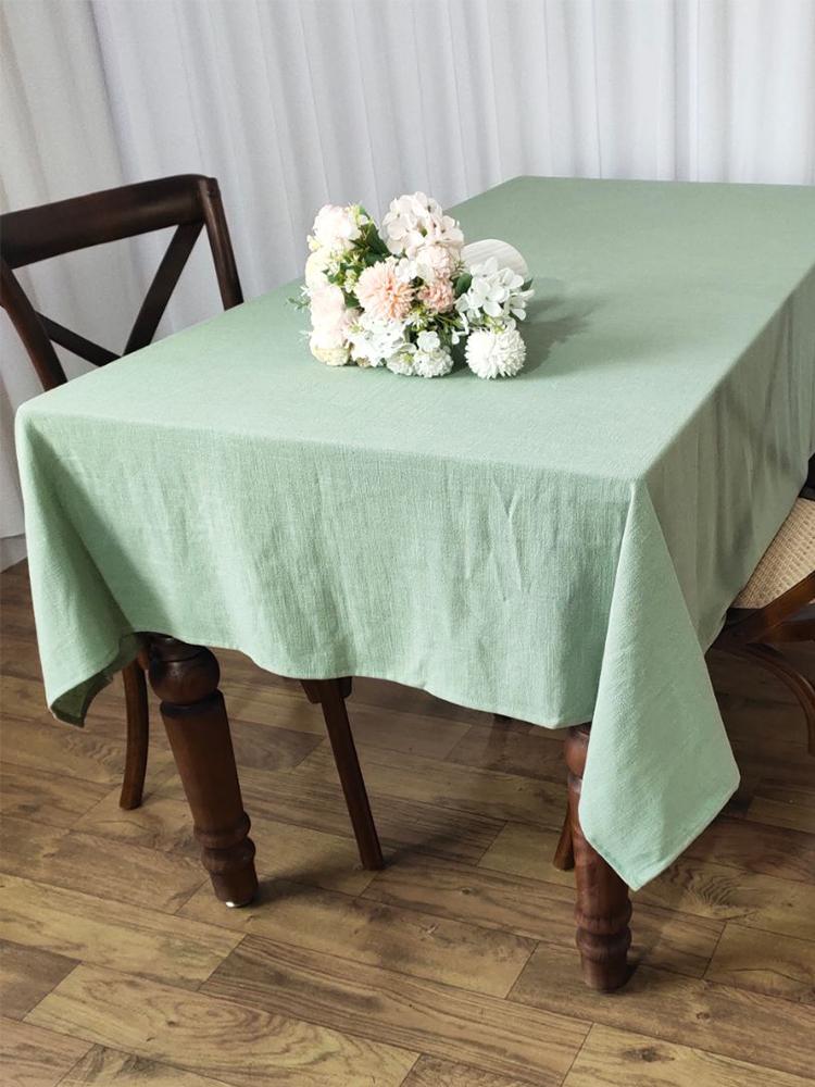 

Cotton Linen Tablecloth,Nordic Style Grey Stripes Elegance Dust-Proof Table Cover,For Dinning Birthday Party Tabletop Decoration 90x90cm світло-зелений колір