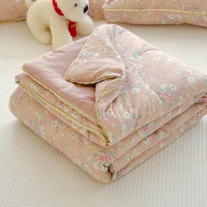 New Sweet Printed Air-Condition Blanket Soft Skin-Friendly Quilted Quilt Breathable Cooling Summer Comforter Queen King Beds