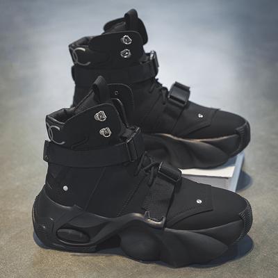 Fashion 2025 Spring New Men's Boots Thick Bottom Trendy Versatile High Top Casual Shoes Anti Slip Wear Resistant Mountaineering Boots