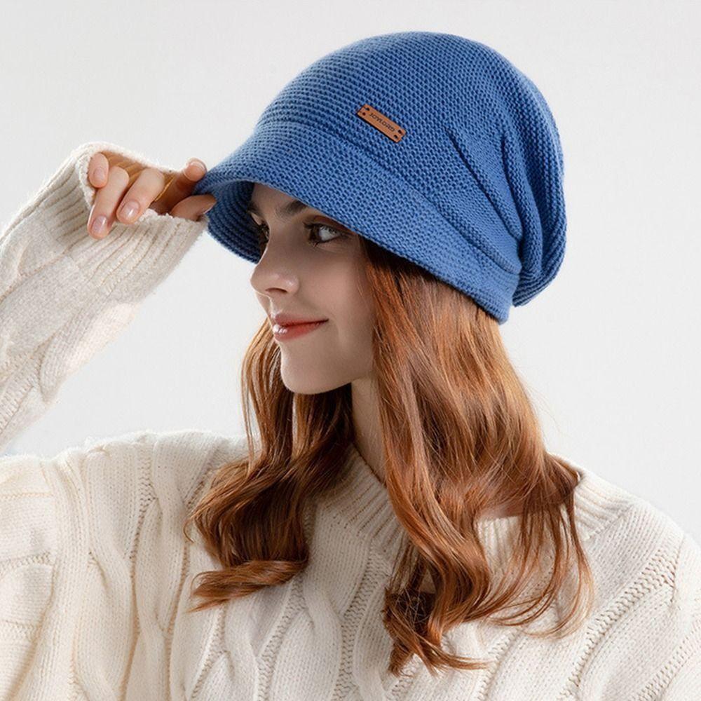 Soft Plush Beanies Short Brim Bonnet Fashion Knitted Hat Outdoor