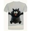 Unisex Trendy Mens Graphic Cat Print T-shirt Comfortable Crew Neck for Summer Outdoors & Daily Style Lightweight Eye-catching Designs Wardrobe Staple