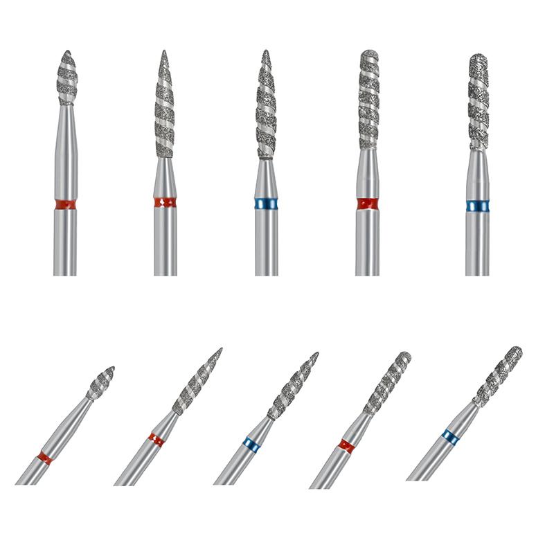 Diamond Nail Bits Tornado Flame Cuticle Drill Bit Manicure Cutter Rotary Burr Drill Accessories Spiral Nail Polishing Mills Tool