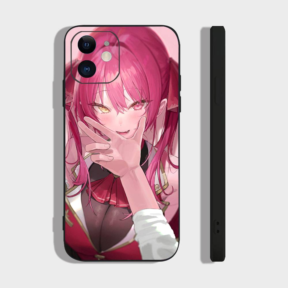 Houshou Marine Anime H-hololive Phone Case For IPhone 17 Air 16 15 14 13 Pro Max 11 12 Black Silicone Cover