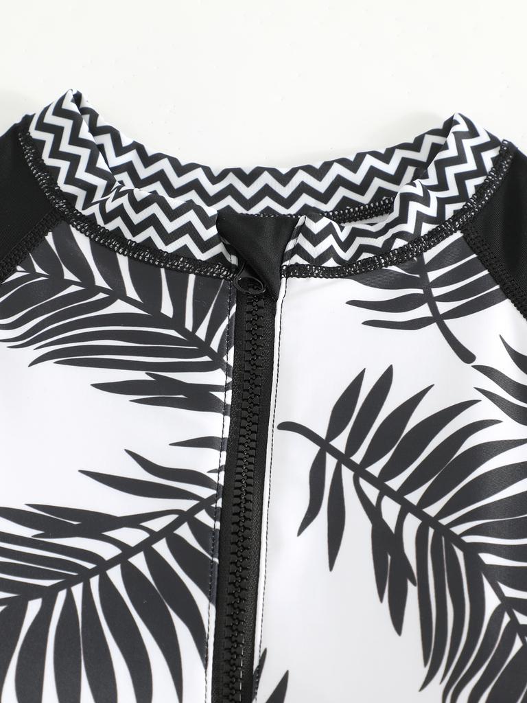 Women's Swimsuit Long Sleeve Surfing Suit Zipper Style Swimsuit One-piece Swimsuit  Printed  Bikini