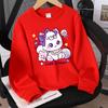 Kids Crewneck Sweatshirt, Cute Kitten with Bow & Stars Print, Soft Casual Pullover for Fall Winter