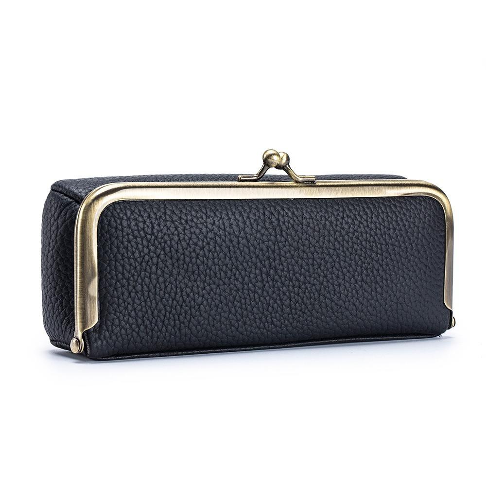 Genuine Leather Glasses Boxes Holder Automatic Closing Eyebrow Pencil Case  Eyeglasses