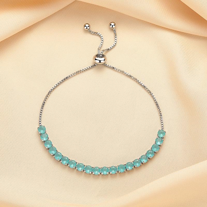 

4mm zircon blue pull-out bracelet, adjustable and fashionable ins style
