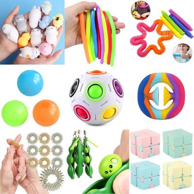 Jouets sensoriels anti-stress Squishy pour enfants autistes et anxieux, jouets à tube rétractable pour adultes, jouets pois à presser