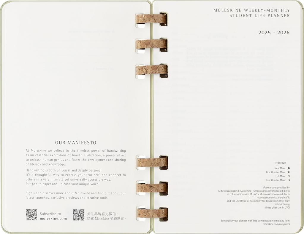 Moleskine 2026 Januar Spiral Akademisch Großformat x DHSPP2912MWH3Y26 Planer, Start, 12-Monats-Tagebuch, (13cm 21cm), Mandel,