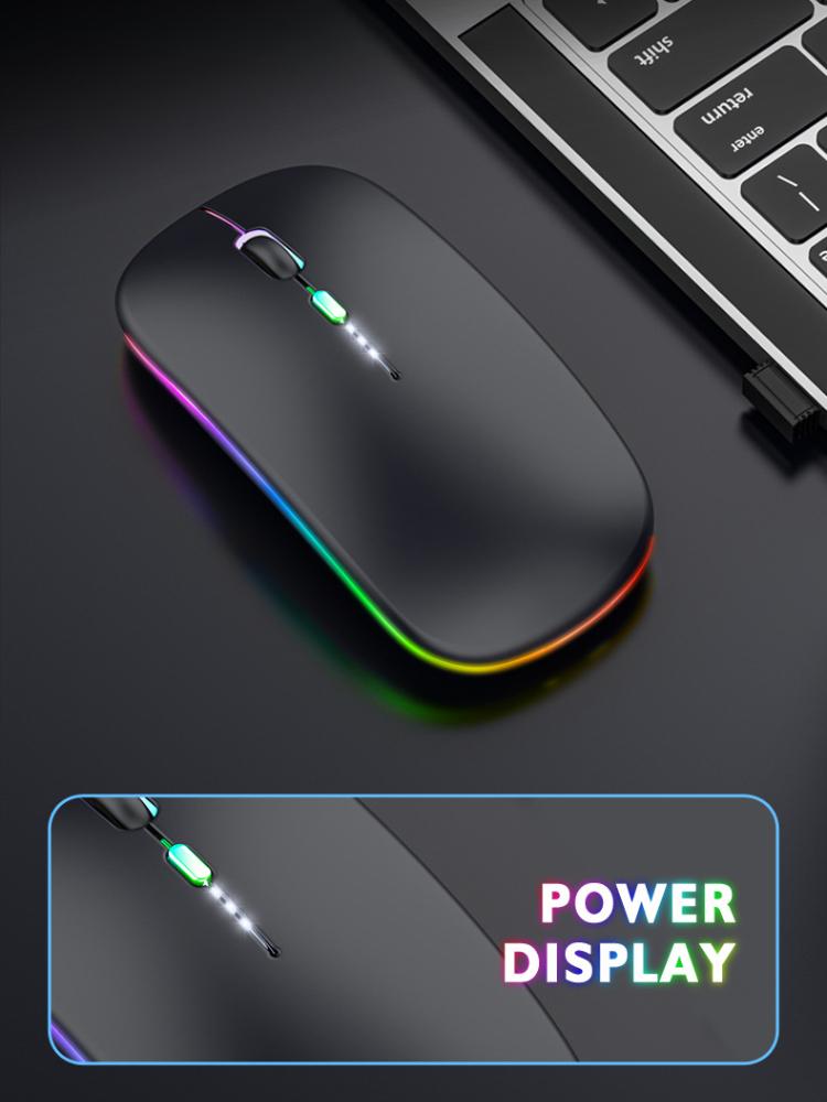 Kabellose Bluetooth-Maus mit Power-Display, leuchtend, geräuscharm, ergonomisch, wiederaufladbar, für Heimbüro-Spiele