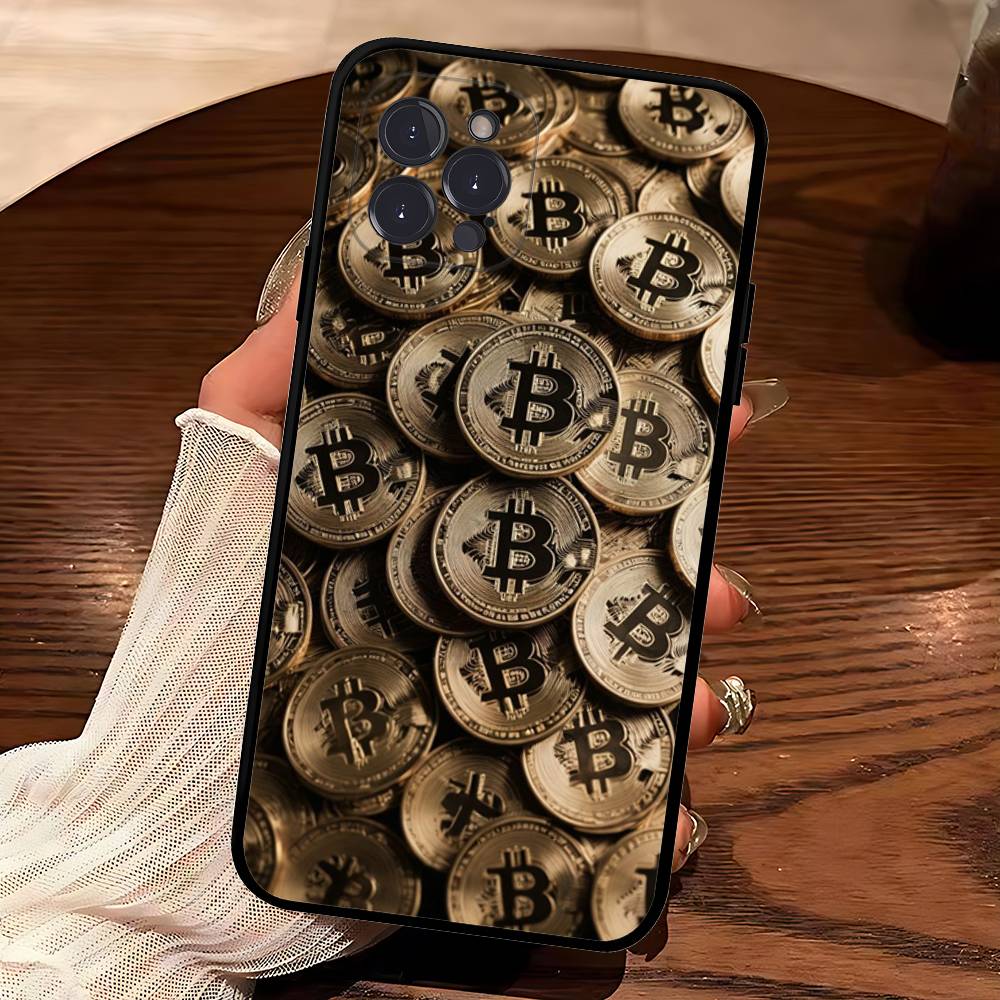 

Bitcoin Retro Logo Phone Case For IPhone 17 16 15 14 13 12 11 Pro Max Plus Mini Silicone Black Cover iPhone 13pro max