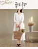 Elegant French Fairy Dress - Women's Heavy Embroidery Ramie Long White Dress