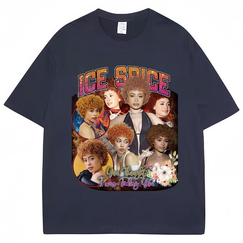 90s Vintage Rapper Ice Spice Tshirt Unisex Women Oversized T Shirts Popular Hip Hop Fashion Casual Pure Cotton Tshirts Streetwear