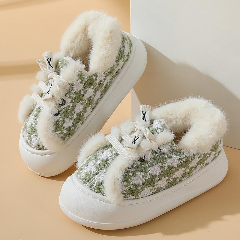 Snow Boots Bag Heel Women's Indoor and Outdoor Velvet Thick-soled Non-slip Warm Couple Fluffy Cotton Shoes Non-slip Velvet