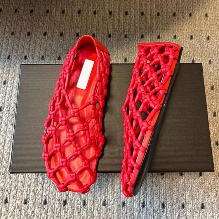 Sheepskin version~ mesh woven hollow breathable fish mesh shoes flat single shoes women's round head summer sandals pig cage shoes