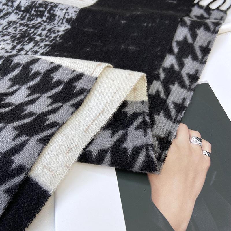 New Imitation Cashmere Scarf European and American Color Matching Tassel Printing Shawl Women's Winter Warm Scarf