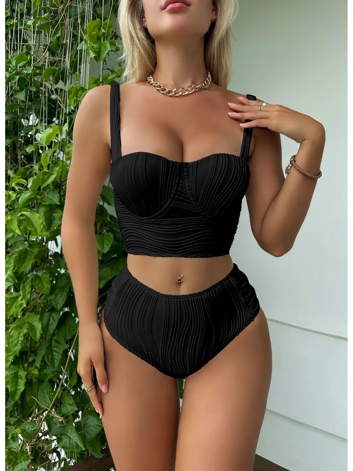 

2025 European & American High Waist Floral Swimsuit with Special Fabric S