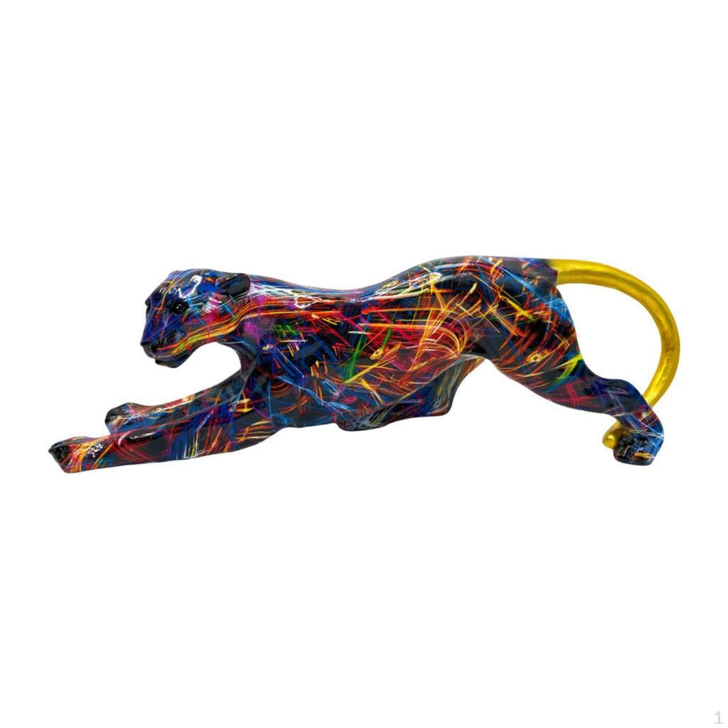Leopard Figurine Animal Sculpture 16x4.3x5inch Decorative Shelf Decoration Tabletop Ornament for
