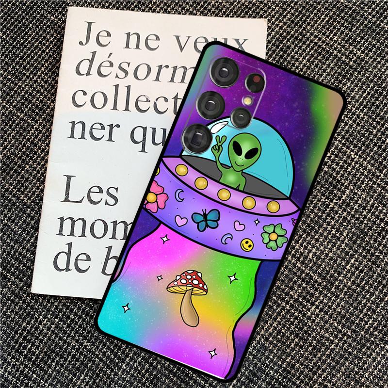 Aesthetics Cartoon Alien Space Case For Samsung Galaxy S25 S24 Ultra S20 S21 S22 S23 Ultra S9 S10 Plus S25 FE Back Cover
