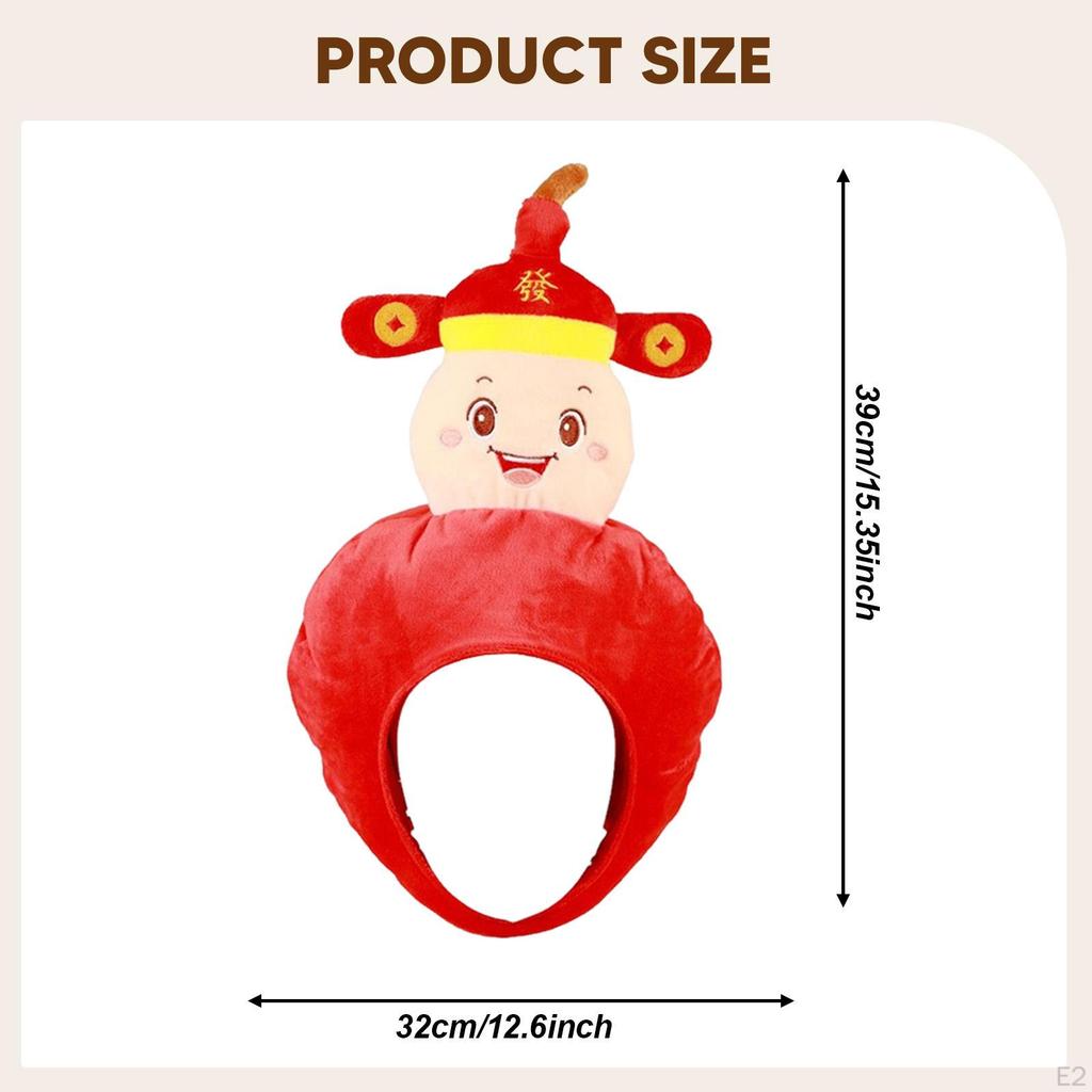 God of Wealth Gourd Hat Head Cover for Cosplay Year Selfie Adults Kids