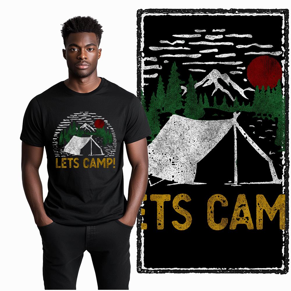 Coolmind YA004 100% cotton cool lets camp print men T shirt exclusive graphic o-neck men tshirt big size casual tee shirt man