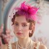 Bridal Feather & Tulle Petal Hairpiece with Veil