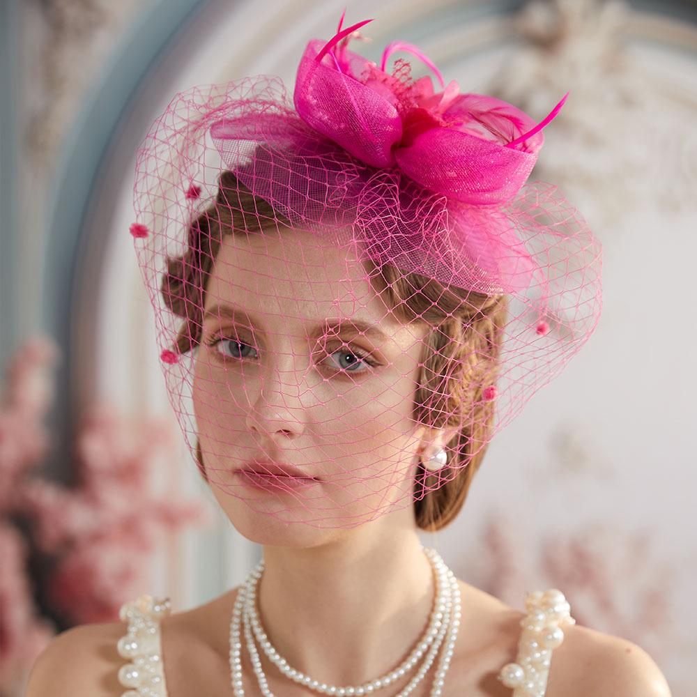 Bridal Feather & Tulle Petal Hairpiece with Veil