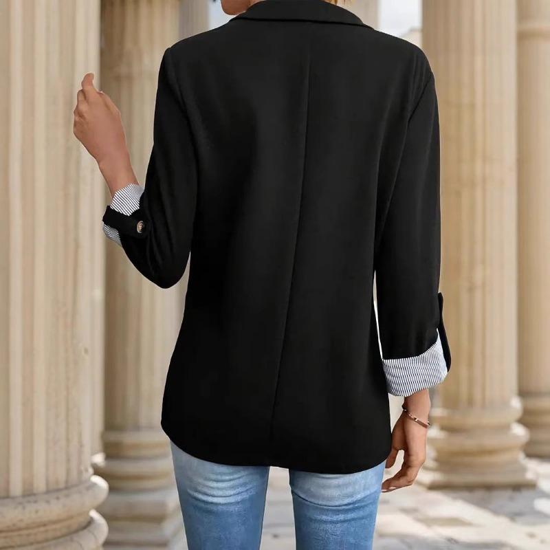 DAFIFY Damenmode, lässig, einfarbig, Herbst-Winter, langärmelig, POLO-Ausschnitt, Jacken und Mäntel