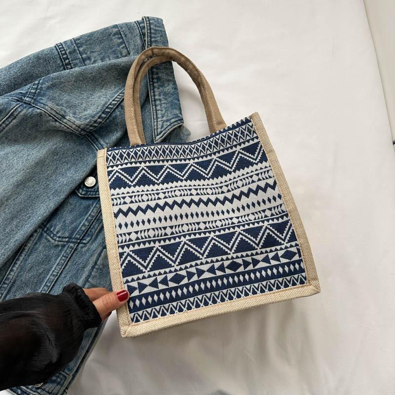 Canvas Ethnic Style Large Capacity Tote Bag Women's 2026 New Fashion Portable Mummy Bag Student Class Shoulder Bag