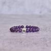 Amethyst Lotus Bracelet Purple Quartz Beaded Bracelet for Women Evil Eye Stretchable Bracelet Healing Gemstone Bracelet Gift for Mother