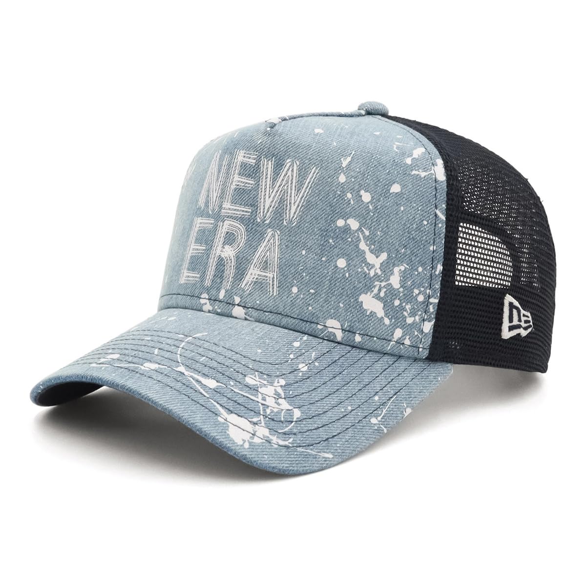 

[New Era] New Era Golf Mesh Cap 9FORTY A-Frame Trucker 14721063 NER32G6038 Washed Denim Blue FREE Splash Paint ONSPOTZ Exclusive Men s Women s Hat