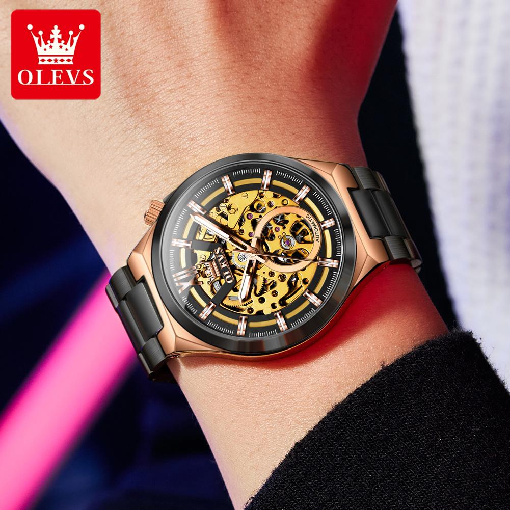 OLEVS Men's Watches Trend Fashion Top Brand Original Automatic Mechanical Wristwatch Waterproof Stainless Steel Outdoor Dress