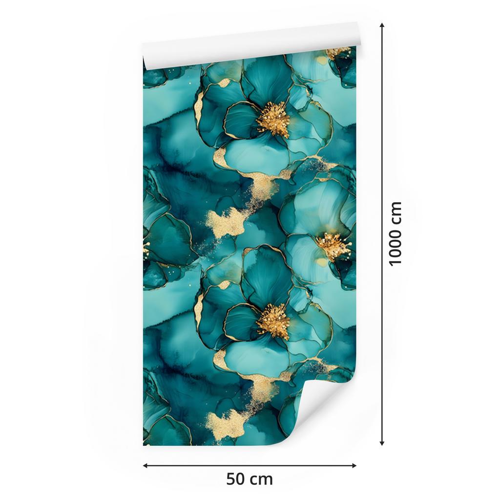 Ink Wallpaper Turquoise, Sea Blue and Green for Living Room and Bedroom 50x1000