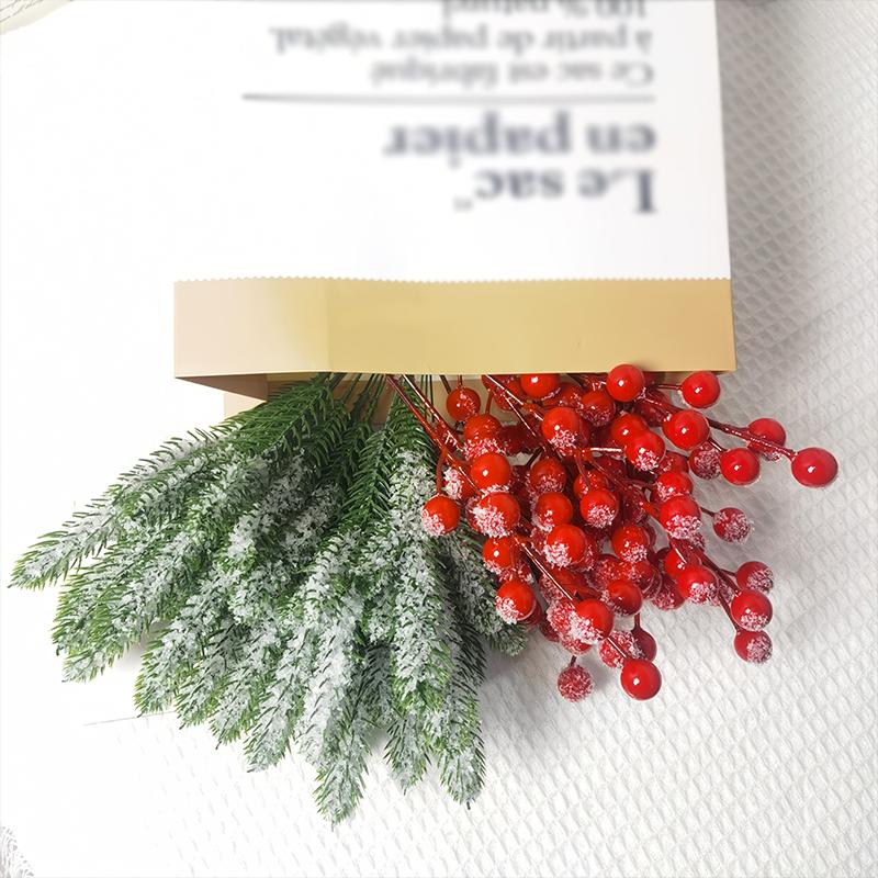 12PCS Christmas Cuttings Table Centerpieces Snowfall Berry Design Christmas Decorations Snow Scene Design Home Decor Winter