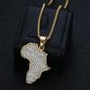 Zirconium-inlaid African Map Pendant Necklace Men's Hip-hop Stainless Steel Jewelry