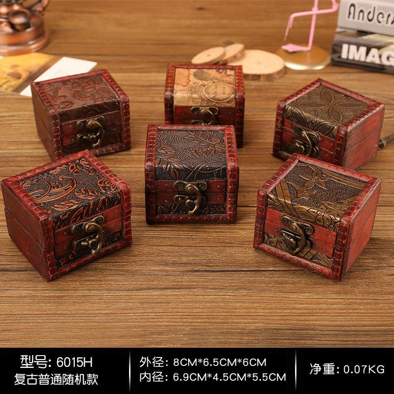 

1PC Antique Mini Wood Treasure Chest Storage Box Jewelry Organizer Box Gift Box With Mini Metal