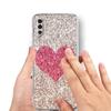 Case For Samsung A14 A50 A70 A30 A40 A20E A10S A20S A02S A04S A12 A22 A32 A34 A42 A52 5G A54 Gold Pink Rose Glitter Hearts Cover
