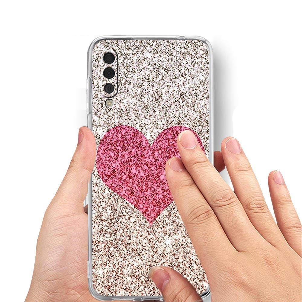 Case For Samsung A14 A50 A70 A30 A40 A20E A10S A20S A02S A04S A12 A22 A32 A34 A42 A52 5G A54 Gold Pink Rose Glitter Hearts Cover
