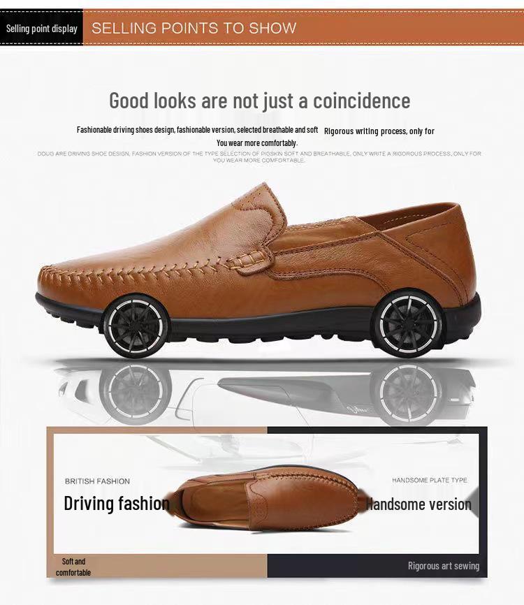 Men's Casual Leather Slip-On Moccasins - Spring/Summer Low-Cut Driving Shoes